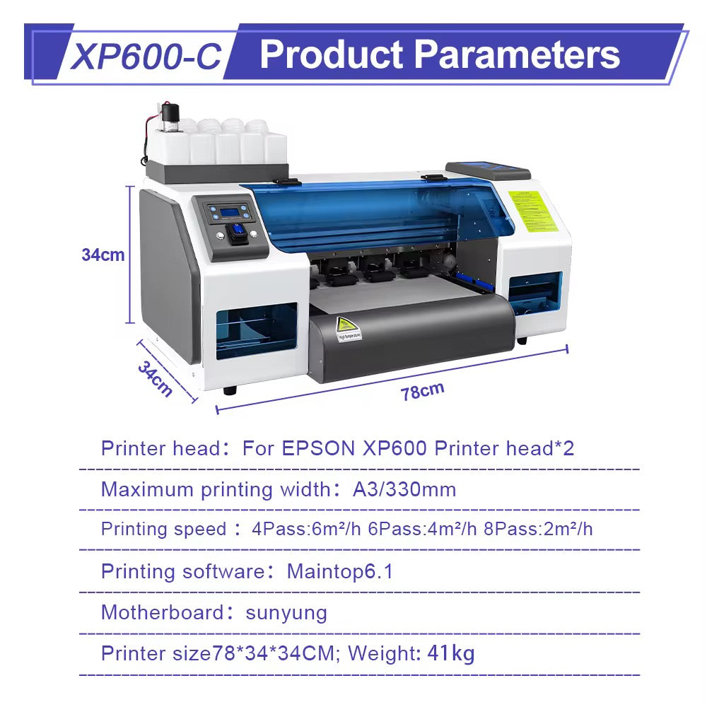 ATD Dual Head 30cm XP600 DTF PRINTER & OVEN